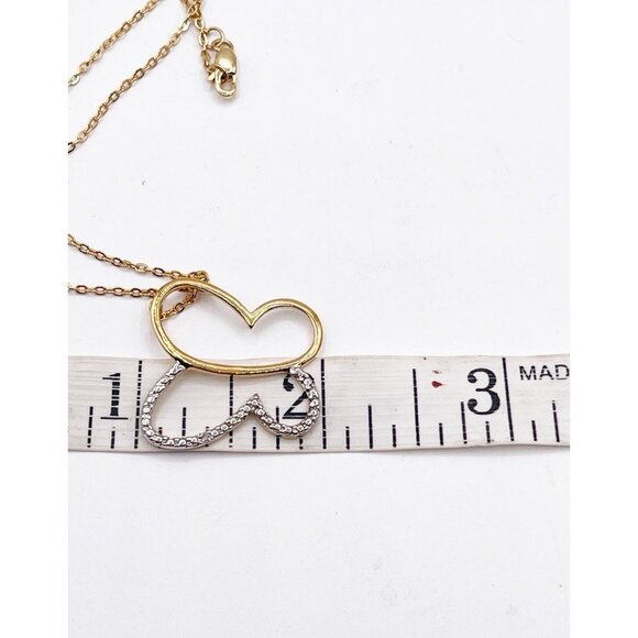 925 Sterling Silver Vermeil Gold Dainty Butterfly Crystal Heart Pendant Necklace - Picture 4 of 7